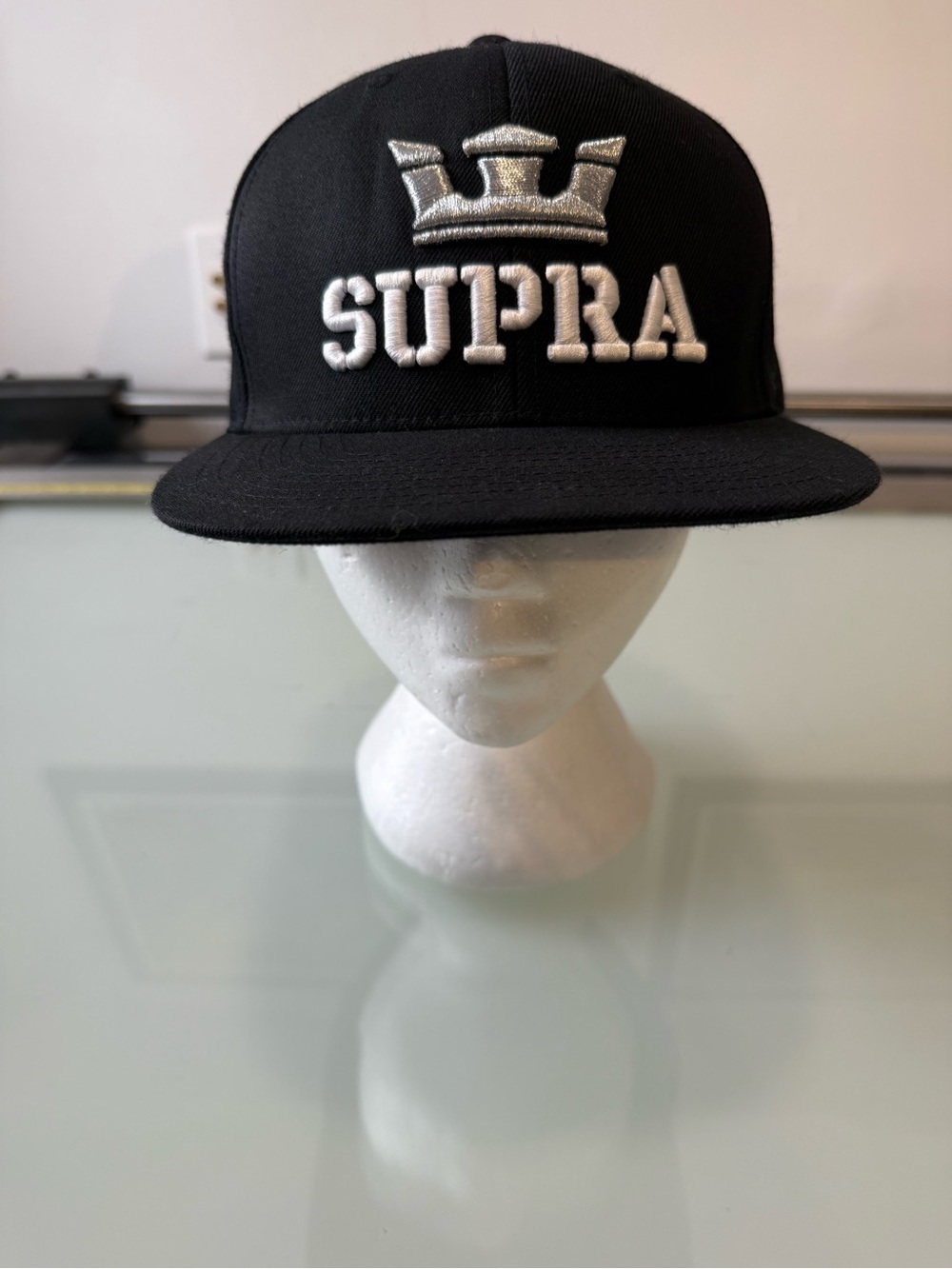 Vintage SUPRA x Starter The Natural Black Silver Snapback Hat Skate Y2K Cap